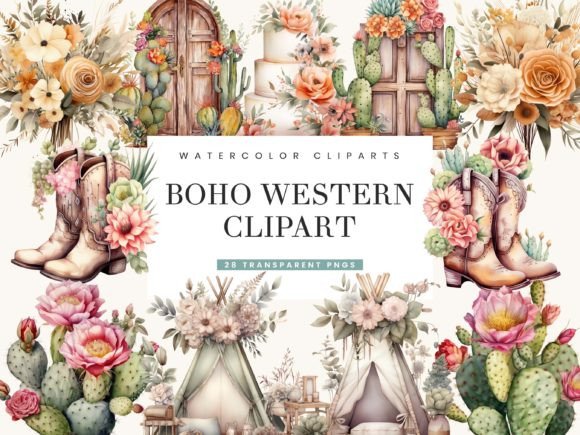 Download Watercolor Boho Western Clipart Bundle - Bundle Collection