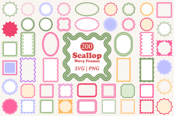 Download Scallop Wavy Frame SVG PNG Bundle - Bundle Collection