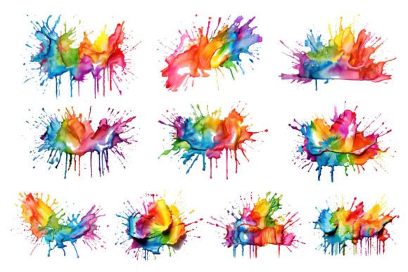 Download Rainbow Paint Splash, Paint Splatter Set - Set Collection