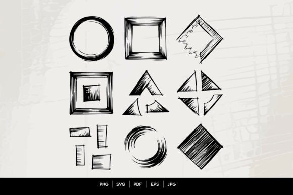 Download Hand Drawn Geometric Shape Frame Set - Set Collection