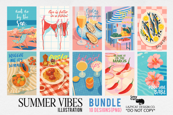 Download Summer Vibes Illustration PNG Bundle - Bundle Collection