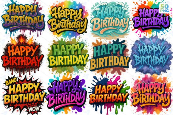 Download Happy Birthday PNG Bundle Printable - Bundle Collection