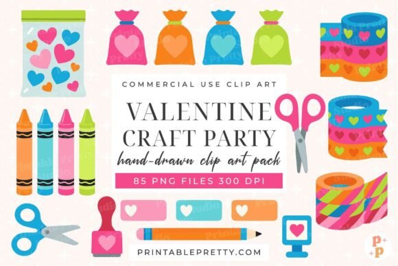 Download Valentine Craft Party Clipart PNG Set - Set Collection