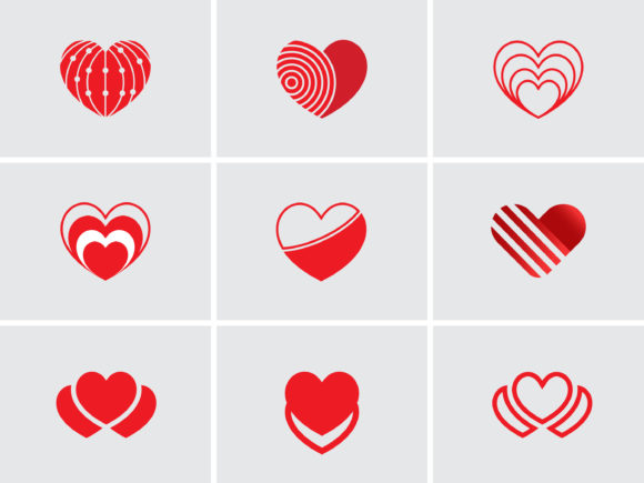 Download Set of Different Trendy Shapes of Heart - Set Collection