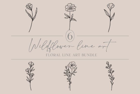 Download Floral Line Art Bundle | Cute Wildflower - Bundle Collection