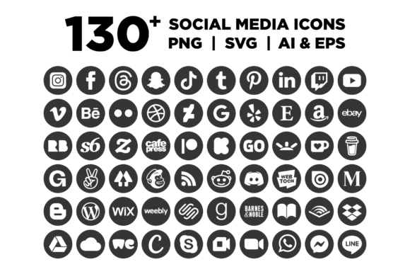 Download Dark Gray Circle Social Media Icons Set - Set Collection