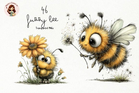 Download Whimsical Fuzzy Bee PNG Clipart Bundle - Bundle Collection