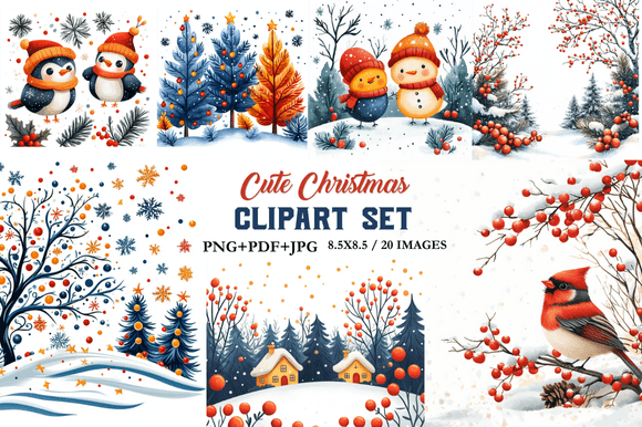 Download Cute Christmas Clipart Set - Set Collection
