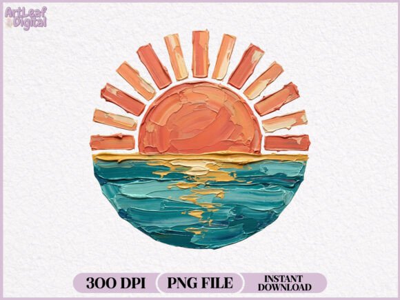 Download Hand Painted Sunset Ocean Summer PNG - Set Collection