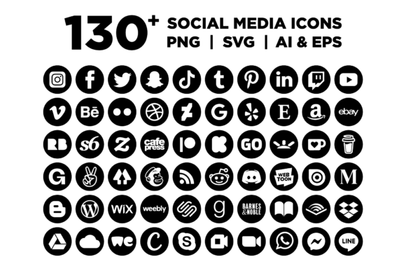 Download Black Circle Social Media Icons Set - Set Collection