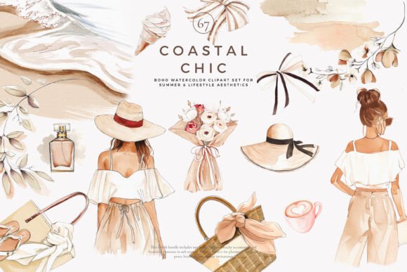 Download Boho Clipart Summer Fashion Coastal Set - Set Collection