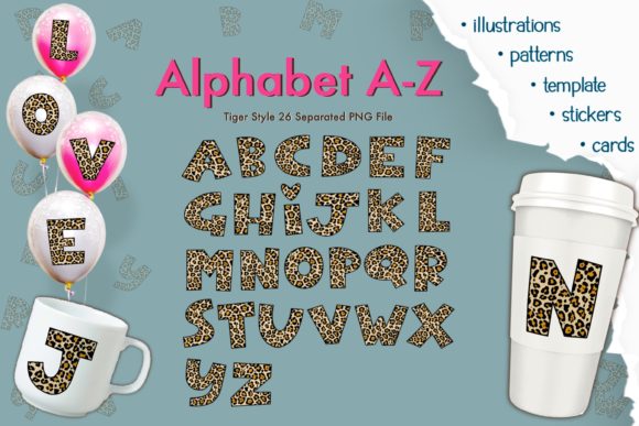 Download A-Z Alphabet Graphic Tiger Style Letters - Style Collection