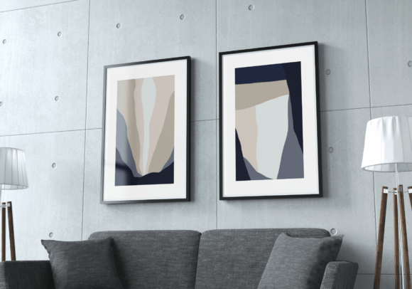 Download Set of 2 Scandinavian Abstract Wall Art - Set Collection