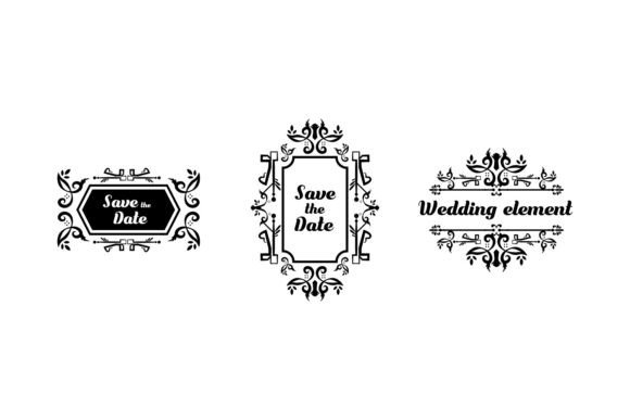 Download Set of Decorative Vintage Wedding Frame - Set Collection