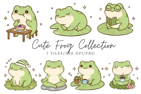 Download Cute Frog Daily Life Sticker Set - Set Collection