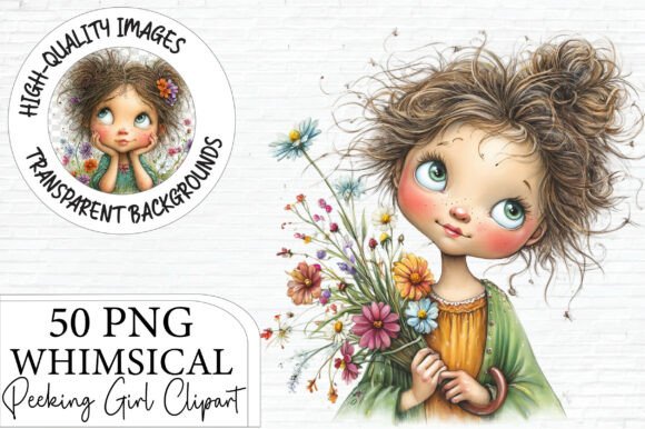 Download Whimsical Peeking Girl Clipart Bundle - Bundle Collection