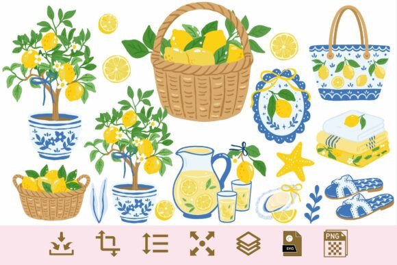 Download Lemon Summer Clipart PNG &amp; SVG Bundle - Bundle Collection