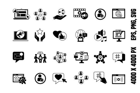 Download Black Set of Social Media Icons - Set Collection