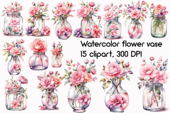 Download Watercolor Flower Vase Clipart Bundle - Bundle Collection