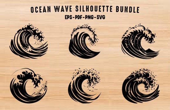 Download Ocean Wave Silhouette Vector Set - Set Collection