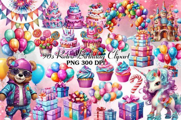 Download 90s Retro Birthday Clipart Bundle - Bundle Collection