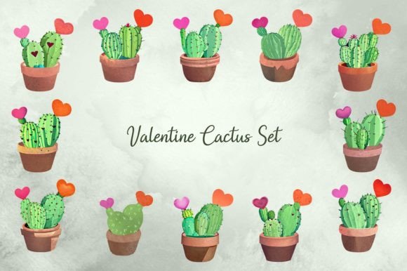 Download Valentine Cactus Set - Set Collection