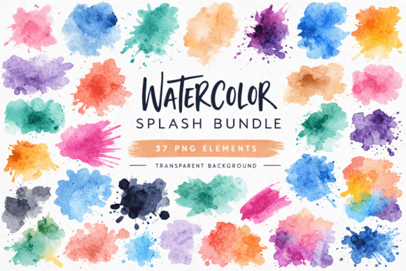 Download 37 Colorful Watercolor Splash Bundle - Bundle Collection