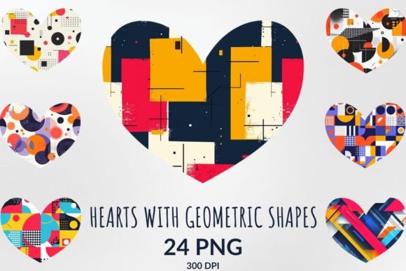 Download Hearts with Geometric Shapes Sublimation - Geometric Collection