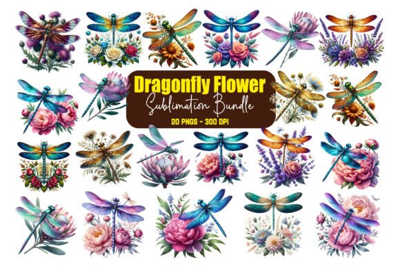 Download Dragonfly Flower Clipart Bundle - Bundle Collection
