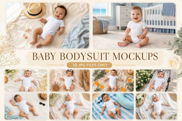 Download White Baby Bodysuit Mockup Bundle - Bundle Collection