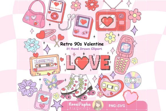 Download 90s Digital Aesthetic Set, Y2K Love - Set Collection