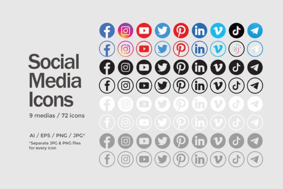 Download Circle Social Media Icons Set - 72 Icons - Set Collection