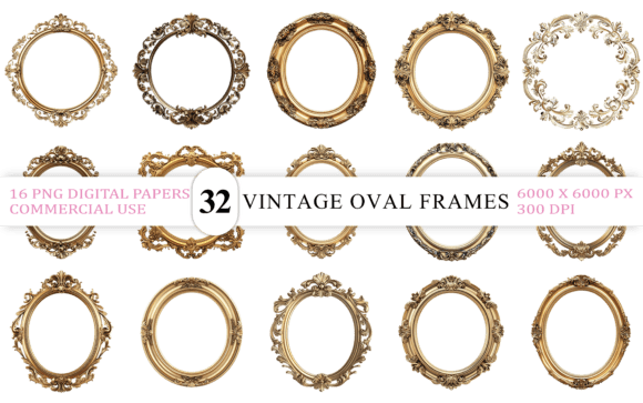 Download Elegant Vintage Oval Frames Bundle - Bundle Collection