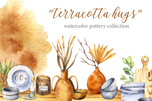 Download "Terracotta Hugs" Watercolor Pottery Set - Set Collection