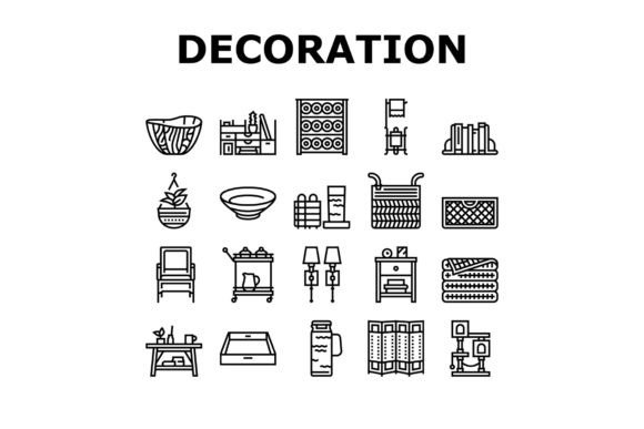 Download Home Decoration and Furniture Icons Set - Set Collection