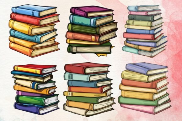 Download Cartoon Stack of Books Clipart Bundle - Bundle Collection