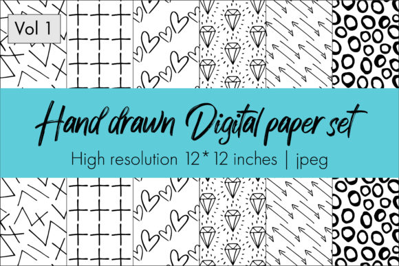 Download Hand Drawn Digital Papers Set Vol 1 - Set Collection