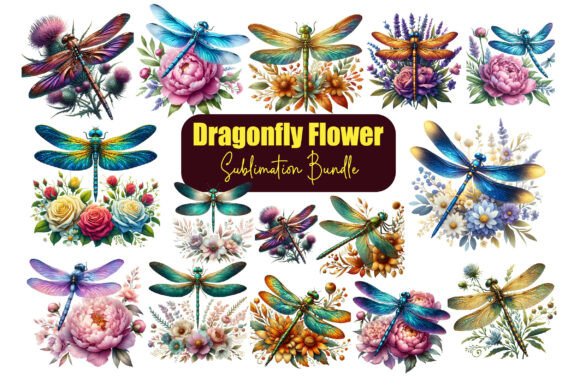 Download Dragonfly Flower Sublimation Bundle,PNGs - Bundle Collection