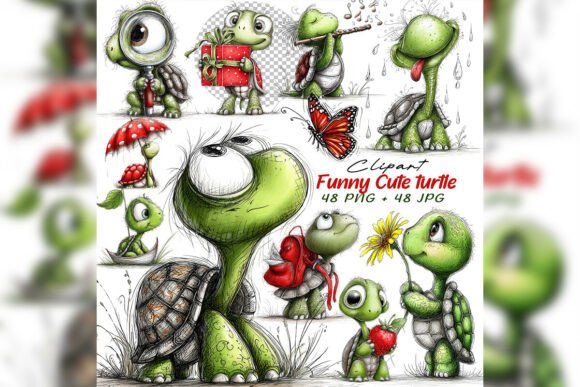 Download Whimsical Turtle Clipart Set - Set Collection