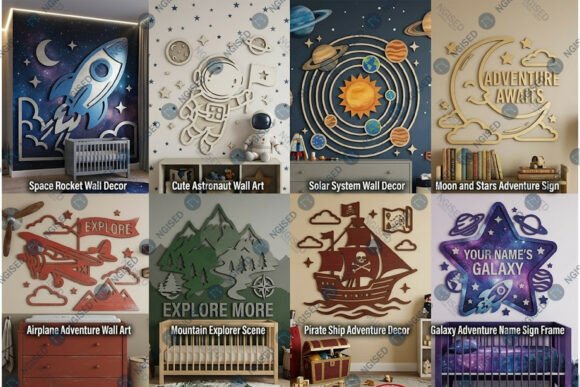 Download Space Theme Nursery Wall Art Bundle - Bundle Collection