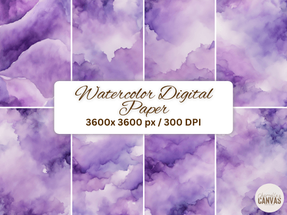 Download Purple Watercolor Digital Paper Set - Set Collection