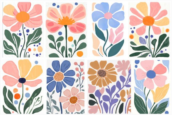 Download Abstract Boho Flowers Matisse PNG Bundle - Bundle Collection