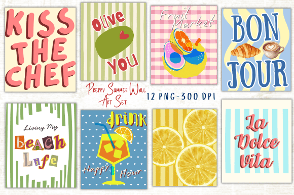Download Preppy Summer Wall Art Set - Set Collection