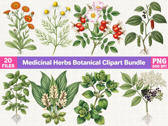 Download Medicinal Herbs Botanical Clipart Bundle - Bundle Collection
