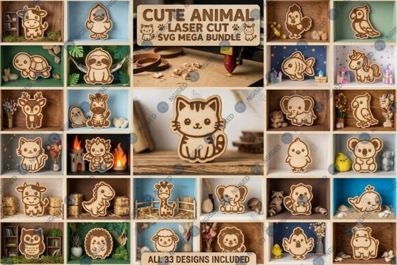 Download Cute Animal Laser Cut SVG Mega Bundle - Bundle Collection