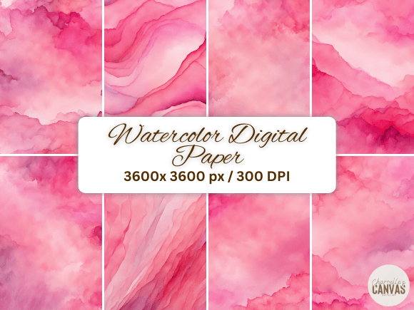 Download Pink Watercolor Digital Paper Set - Set Collection