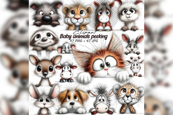 Download Whimsical Baby Animals Peeking Set - Set Collection