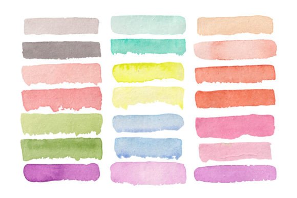 Download Watercolor Multicolor Brush Strokes Set - Set Collection