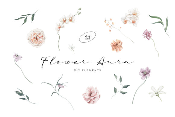 Download Flower Aura Watercolor DIY Elements - Diy elements Collection