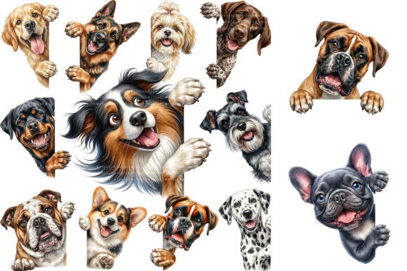 Download Watercolor Peeking Dog Clipart Bundle - Bundle Collection